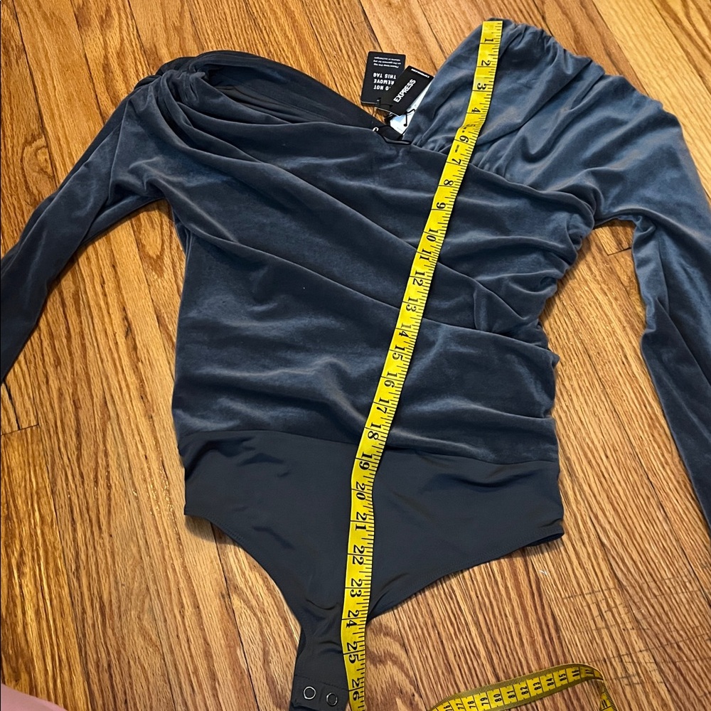FINAL DROP! GRAY Express Velvet Bodysuit - Picture 5 of 6